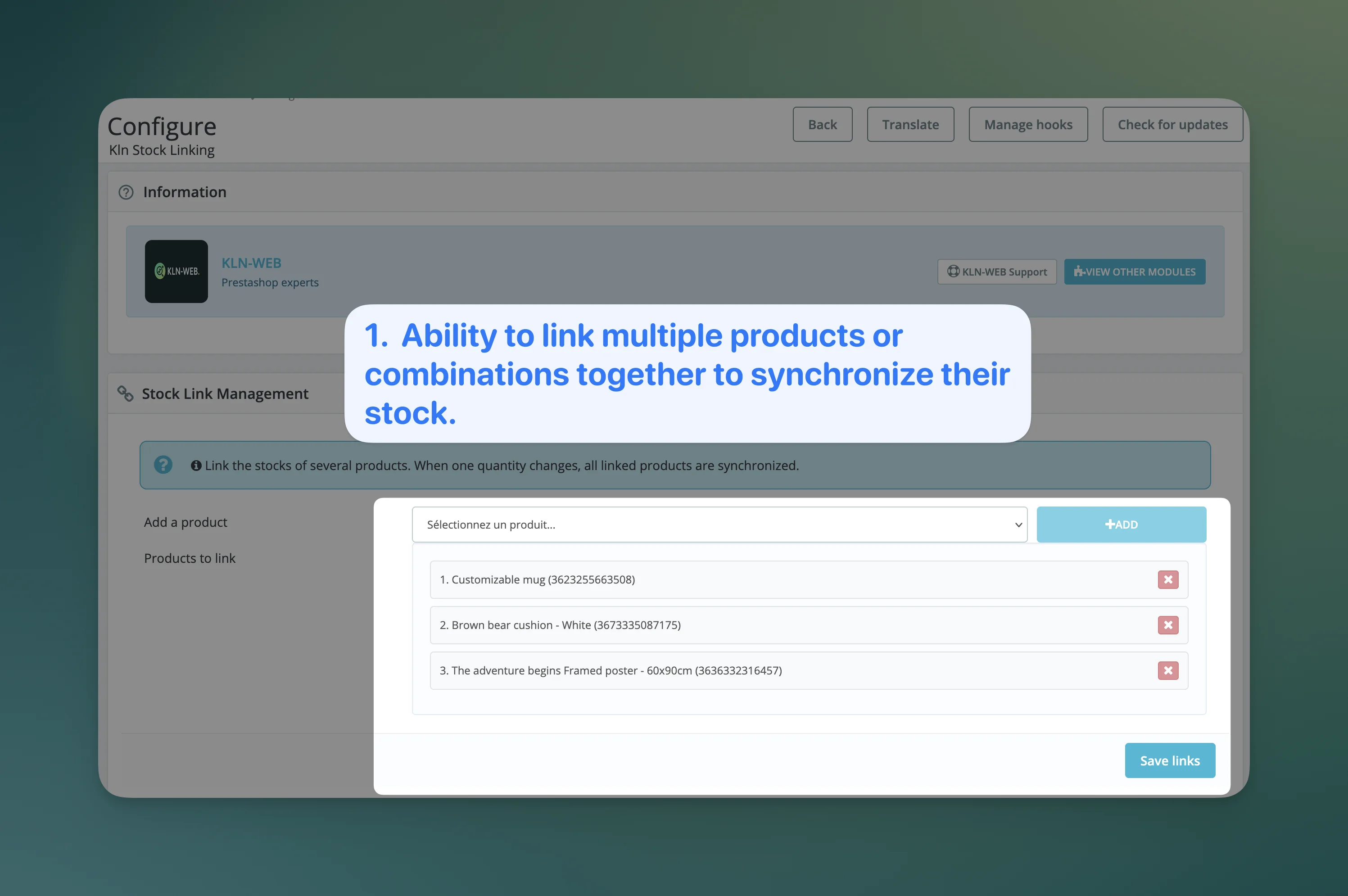 Creating linked product groups