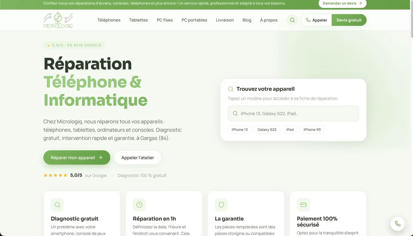 Micrologiq — Site de réparation téléphone, ordinateur et tablette